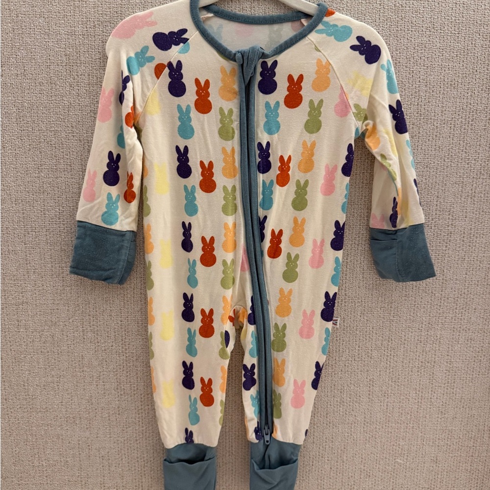 Emerson And Friends Colorful Bunny Print Kids Convertible Footie PJ